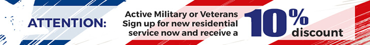 Attention: Active Military or Veterans Sign up for new residential service now and receive a 10% discount